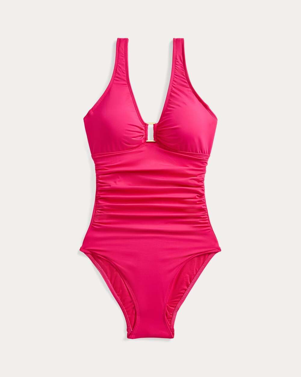 Lauren Ralph Lauren Womens 4 Shirred Ring-Front One-Piece Swimsuit NWT $145